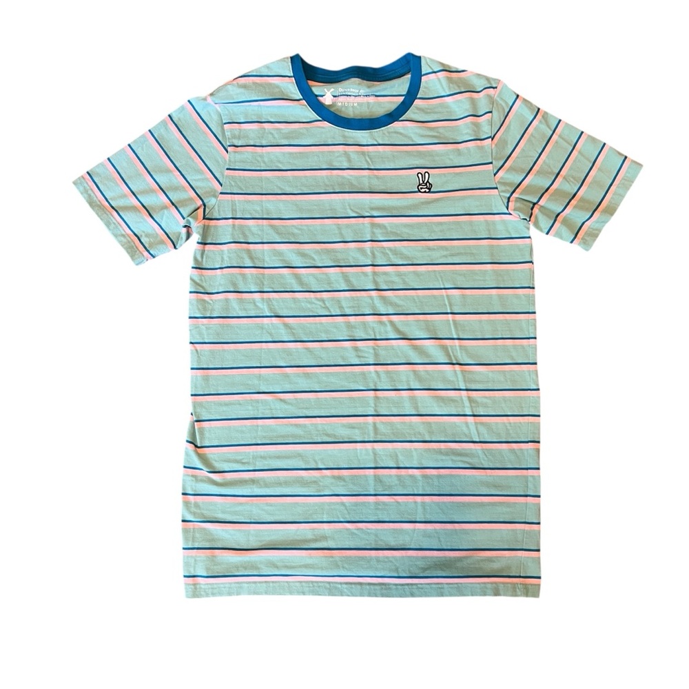 Dutch Bros Blue and Pink Striped Tee